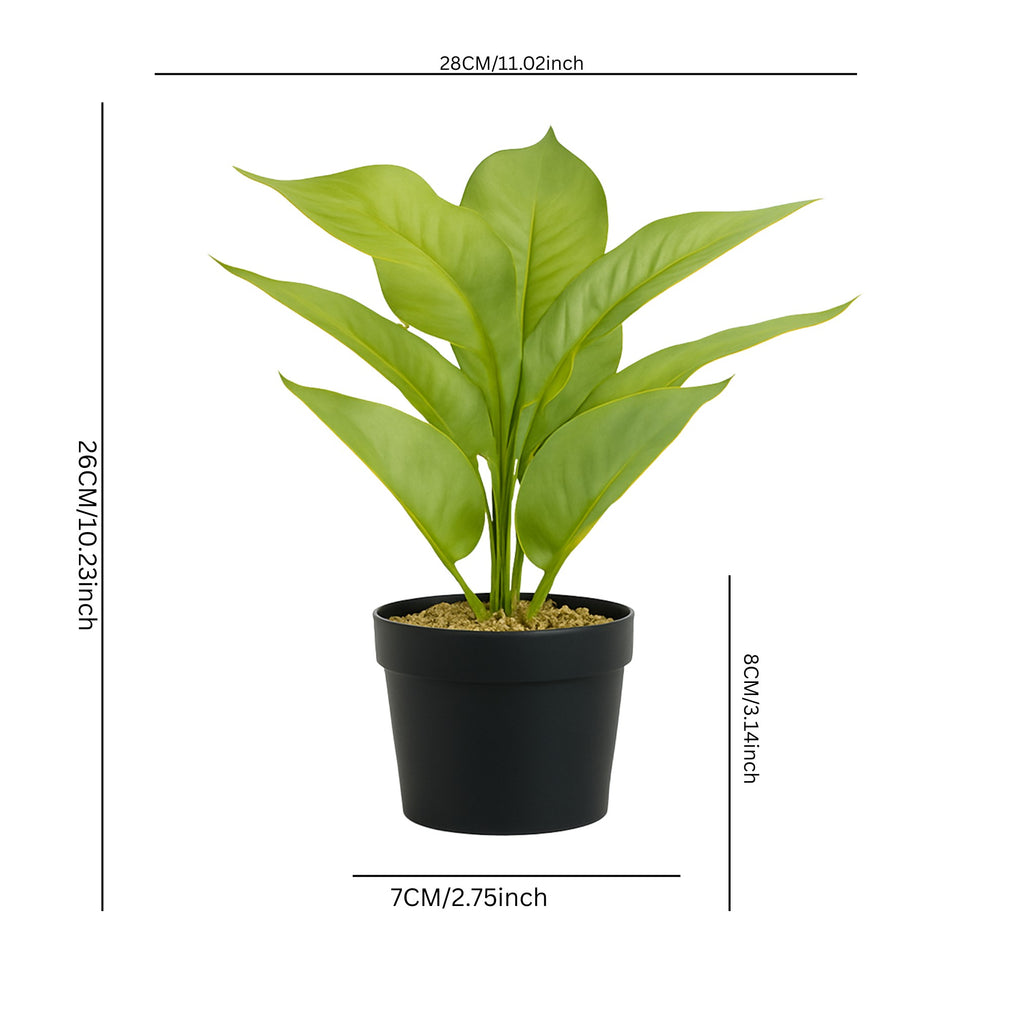 Decorative Potted Plant artificial green leaves black pot