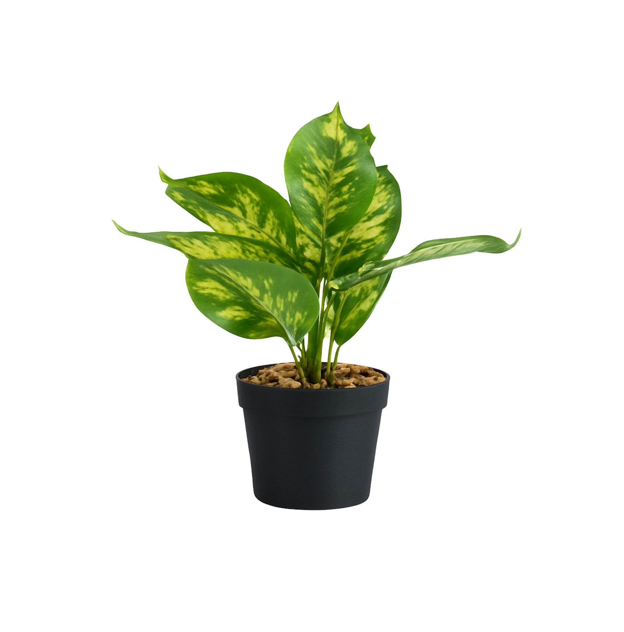 Decorative Potted Plant artificial green leaves black pot