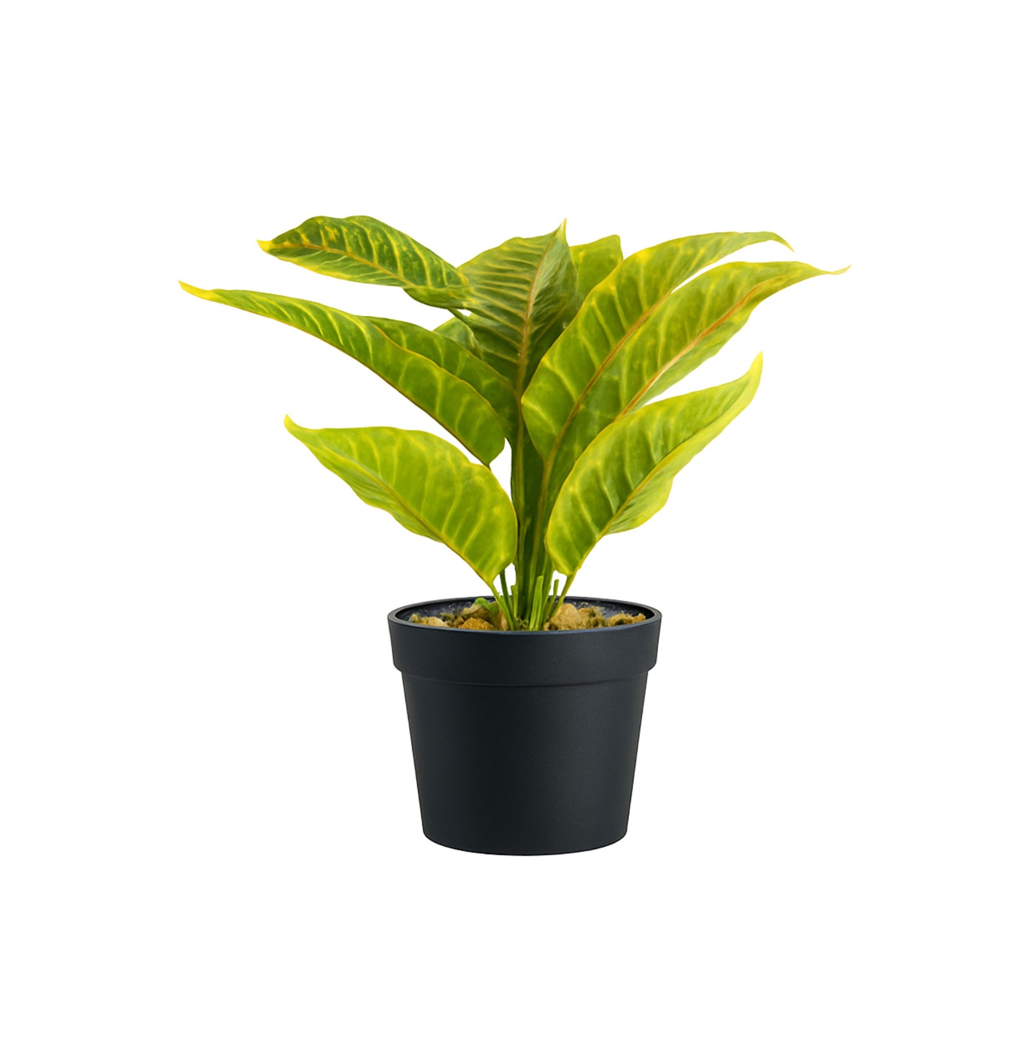 Decorative Potted Plant artificial green leaves black pot
