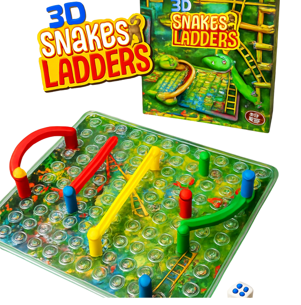 3D Snakes & Ladders Family Game