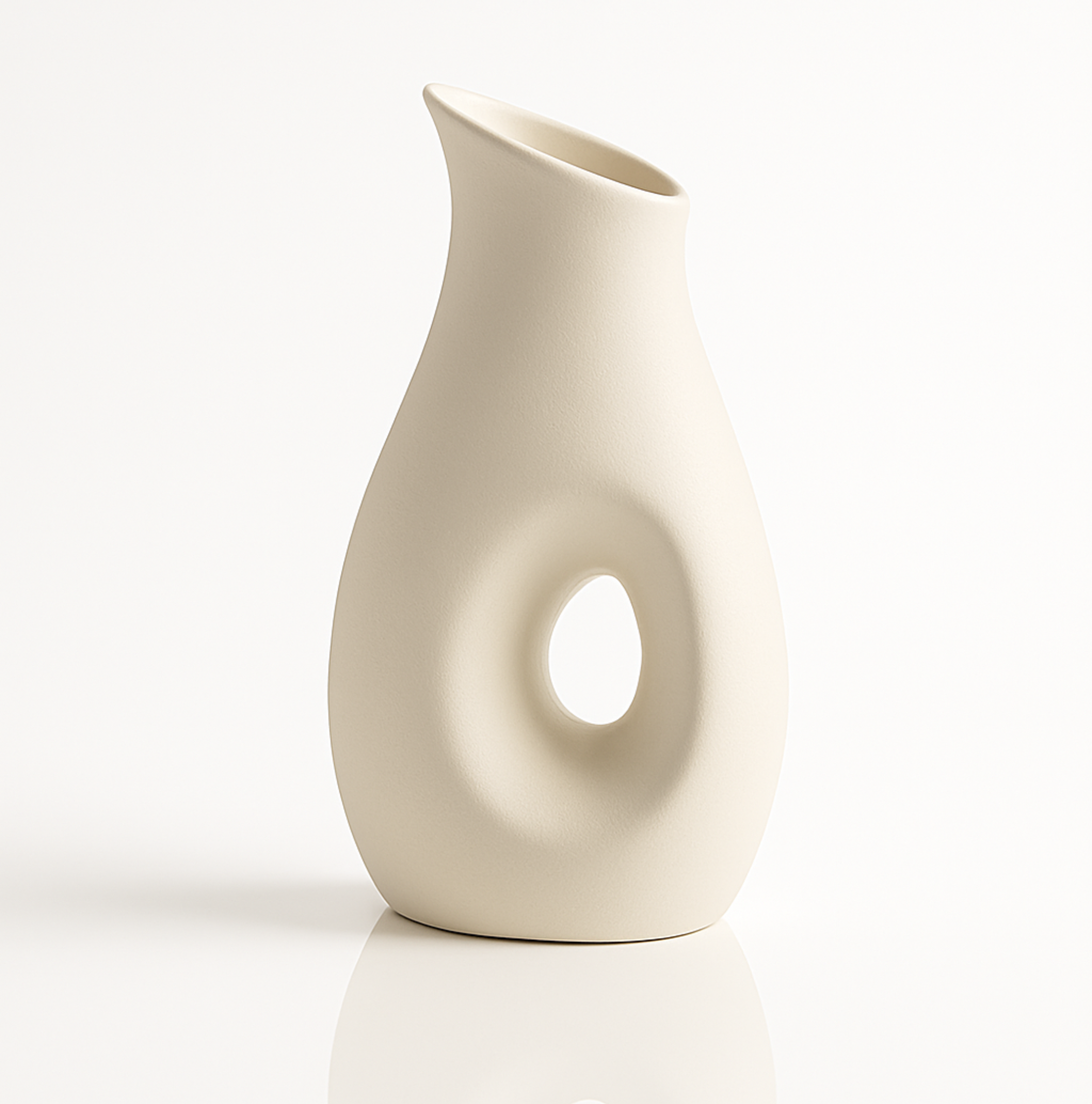Abstract Hollow Ceramic Vase – Cream White