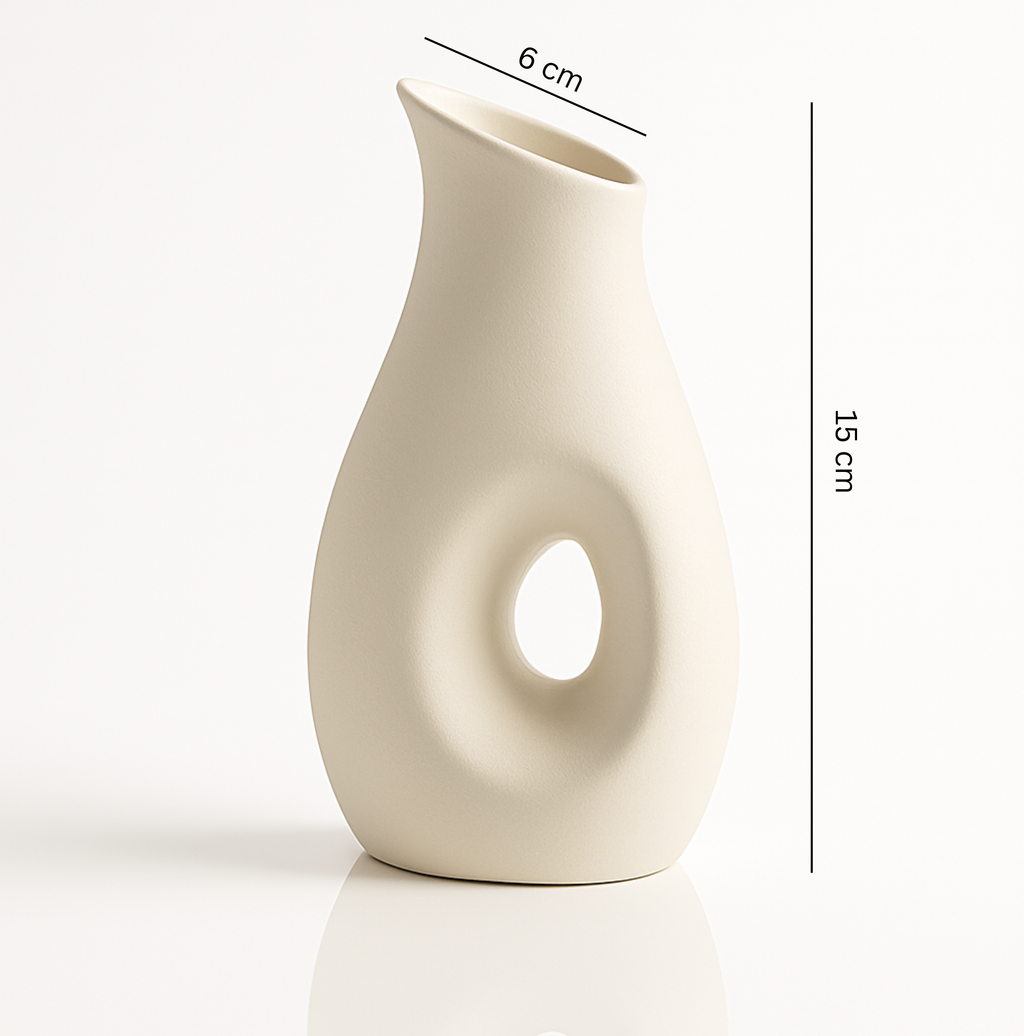 Abstract Hollow Ceramic Vase – Cream White