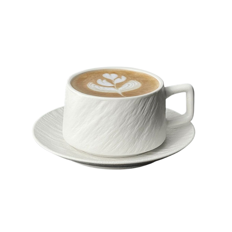 Stone-Pattern Ceramic Coffee Cup & Saucer