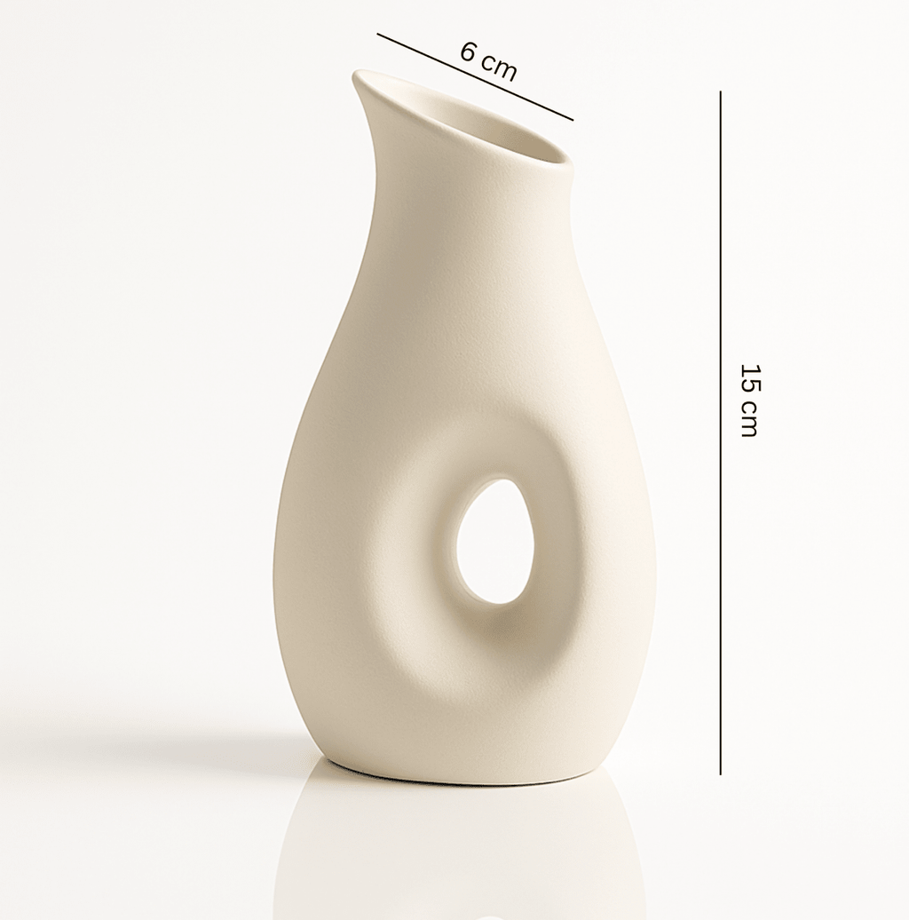 Abstract Hollow Ceramic Vase – Cream White - BAO