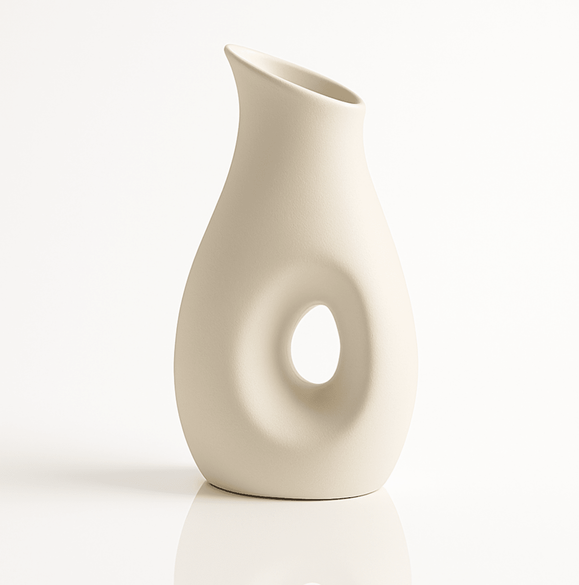 Abstract Hollow Ceramic Vase – Cream White - BAO