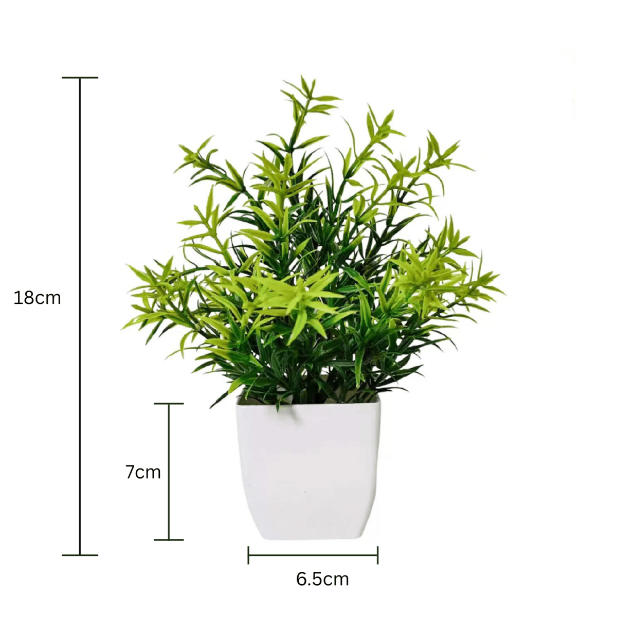 Artificial Green Leaf Plant in White Pot - BAO