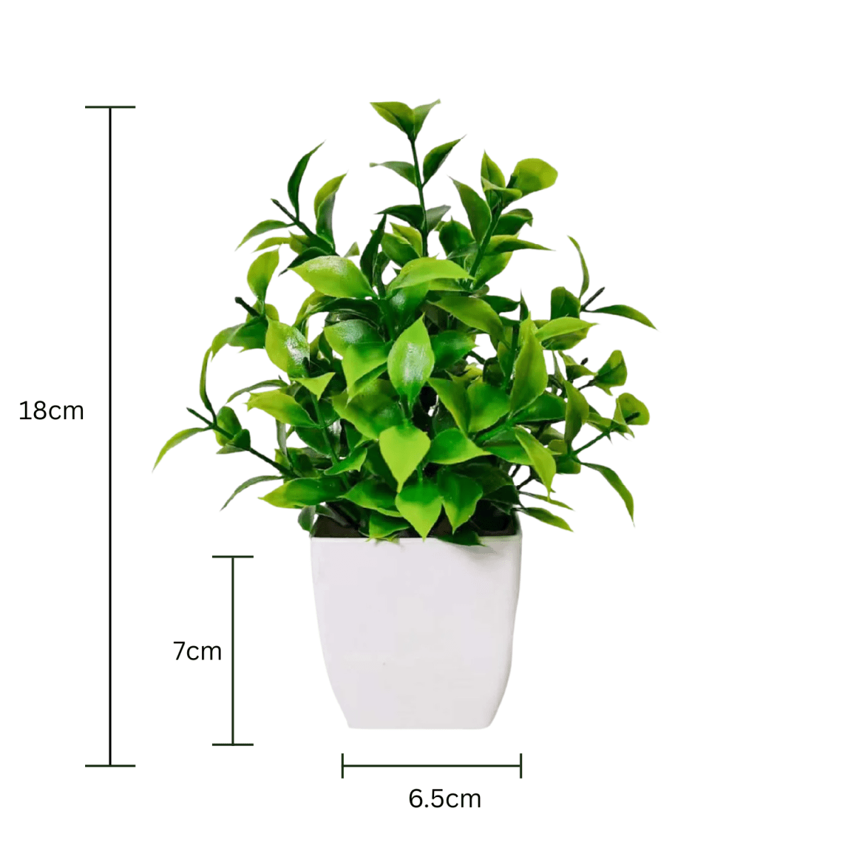 Artificial Green Leaf Plant in White Pot - BAO