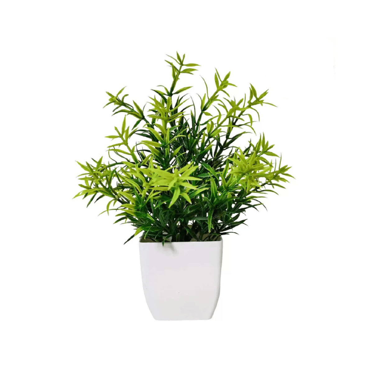 Artificial Green Leaf Plant in White Pot - BAO