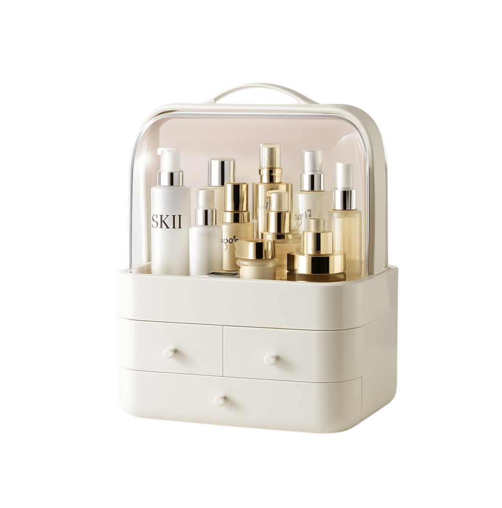 Cosmetics Organizer with Dust - Proof Cover – White - BAO