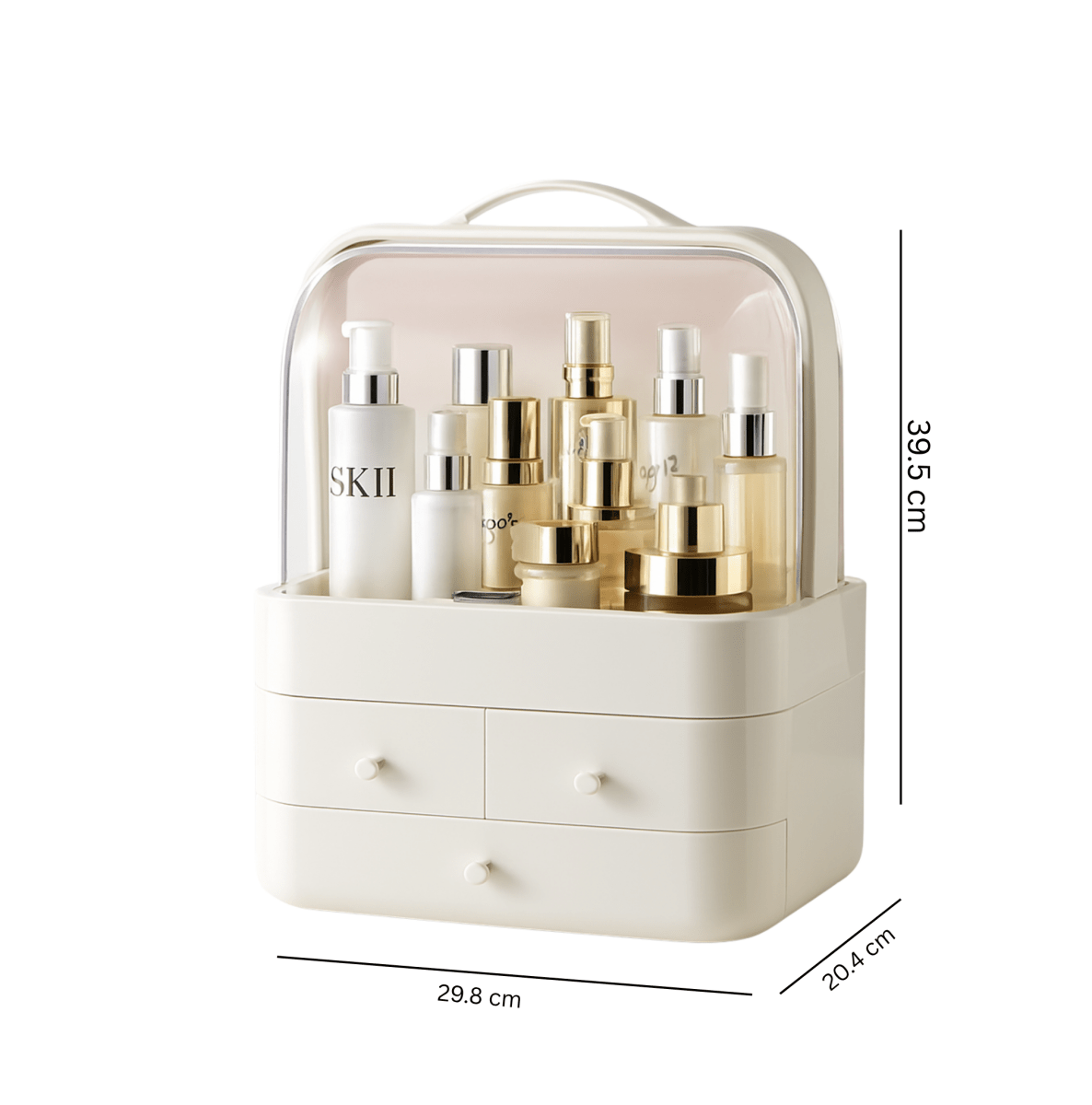 Cosmetics Organizer with Dust - Proof Cover – White - BAO