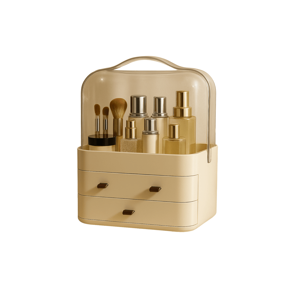 Cosmetics & Skincare Organizer with Handle – Beige - BAO