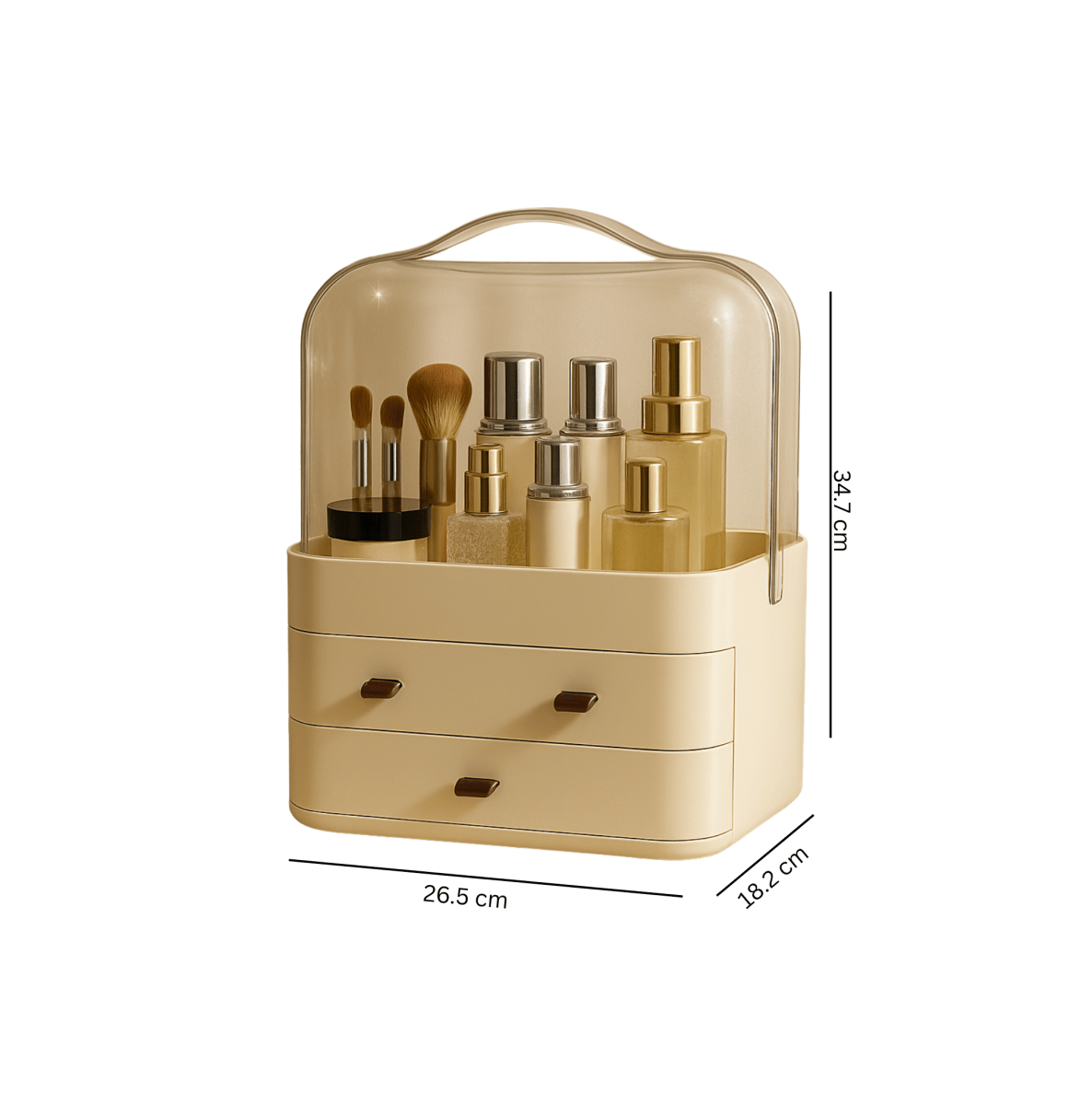 Cosmetics & Skincare Organizer with Handle – Beige - BAO