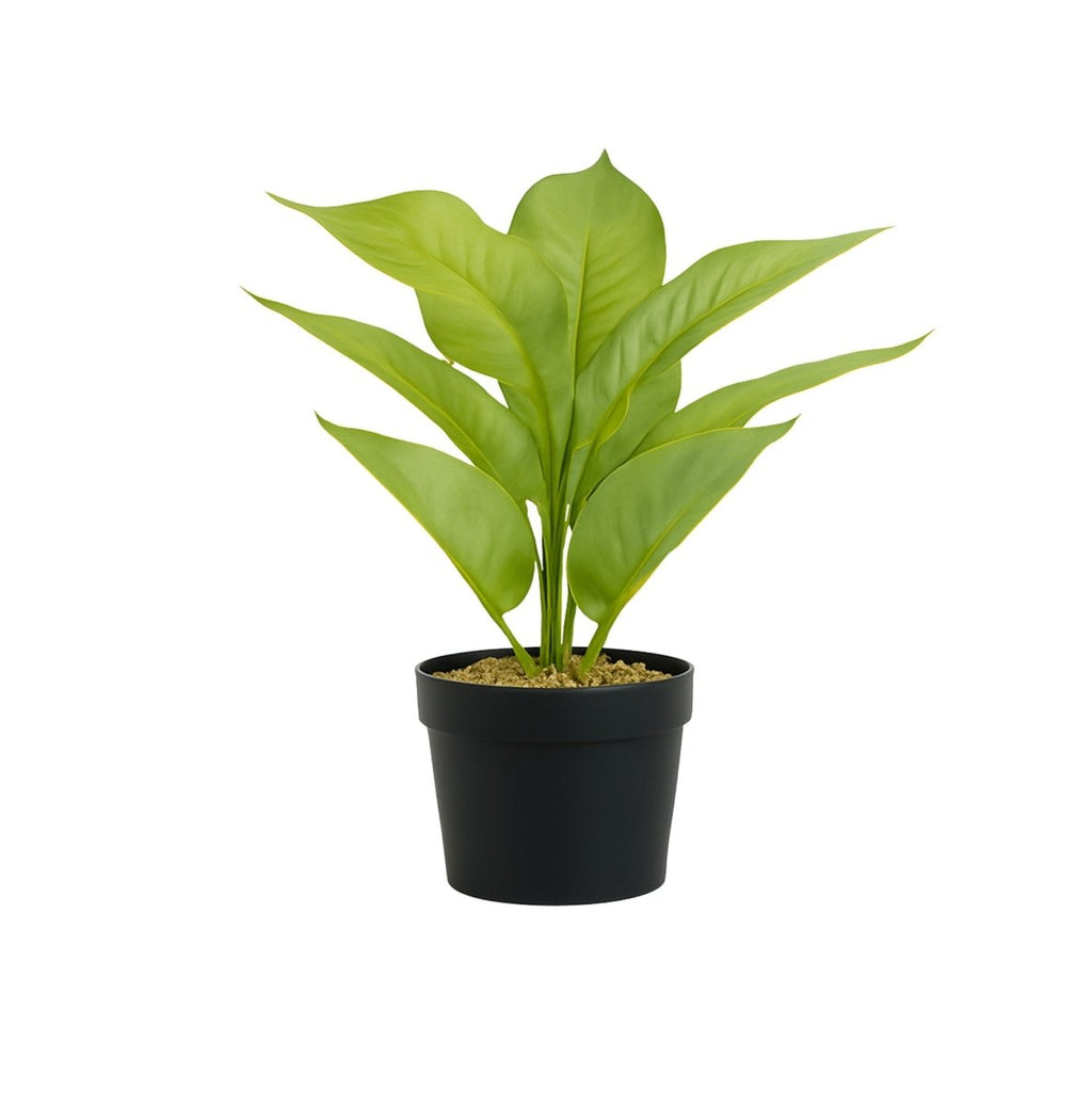 Decorative Potted Plant artificial green leaves black pot - BAO