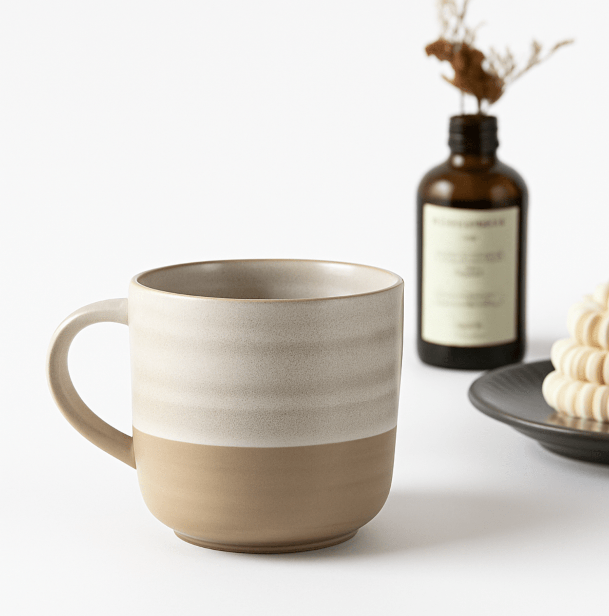 Two - Tone Ceramic Mug – Grey & Beige - BAO